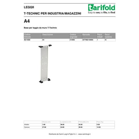 tarifold-base-leggio-murale-t-technic-tarifold-ampliamento-grigio-b214000