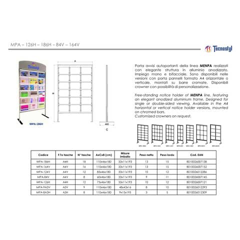 tecnostyl-porta-avvisi-autoportante-menpa-a4-alluminio-18-scomparti-110x46x180-cm-silver-mpa-186h