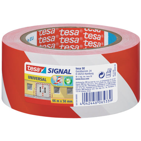 tesa-nastro-segnaletico-signal-universale-opp-adesivo-acrilico-50mm-x-66m-rosso-bianco-58134-00000-00