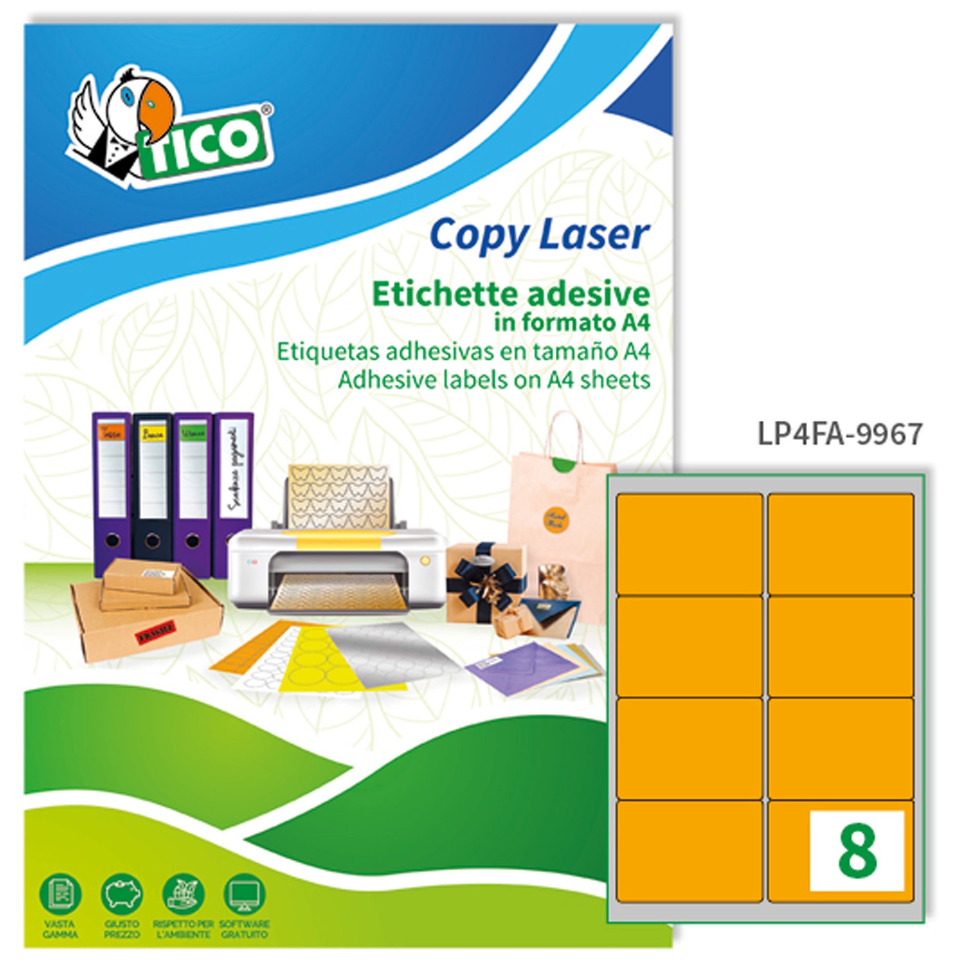 tico-etichetta-adesiva-lp4f-arancio-fluo-70fg-a4-99-1x67-7mm-8et-fg