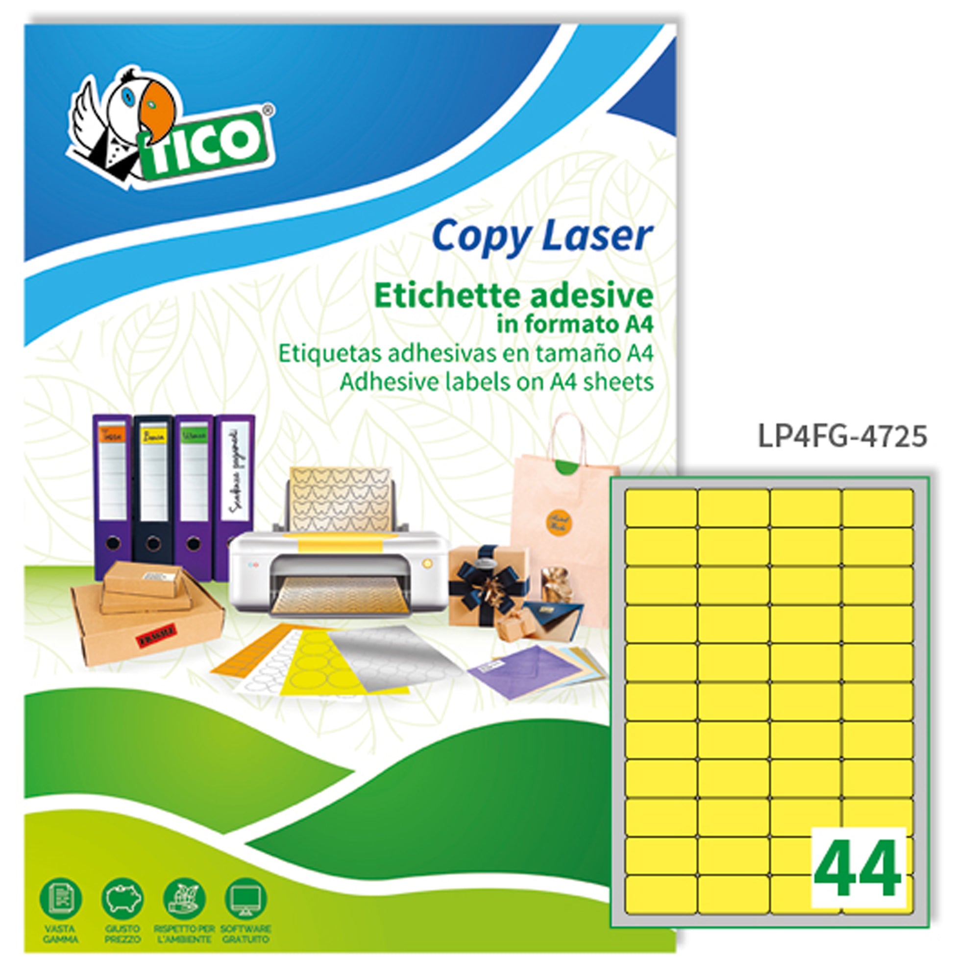 tico-etichetta-adesiva-lp4f-giallo-fluo-70fg-a4-47-5x25-5mm-44et-fg