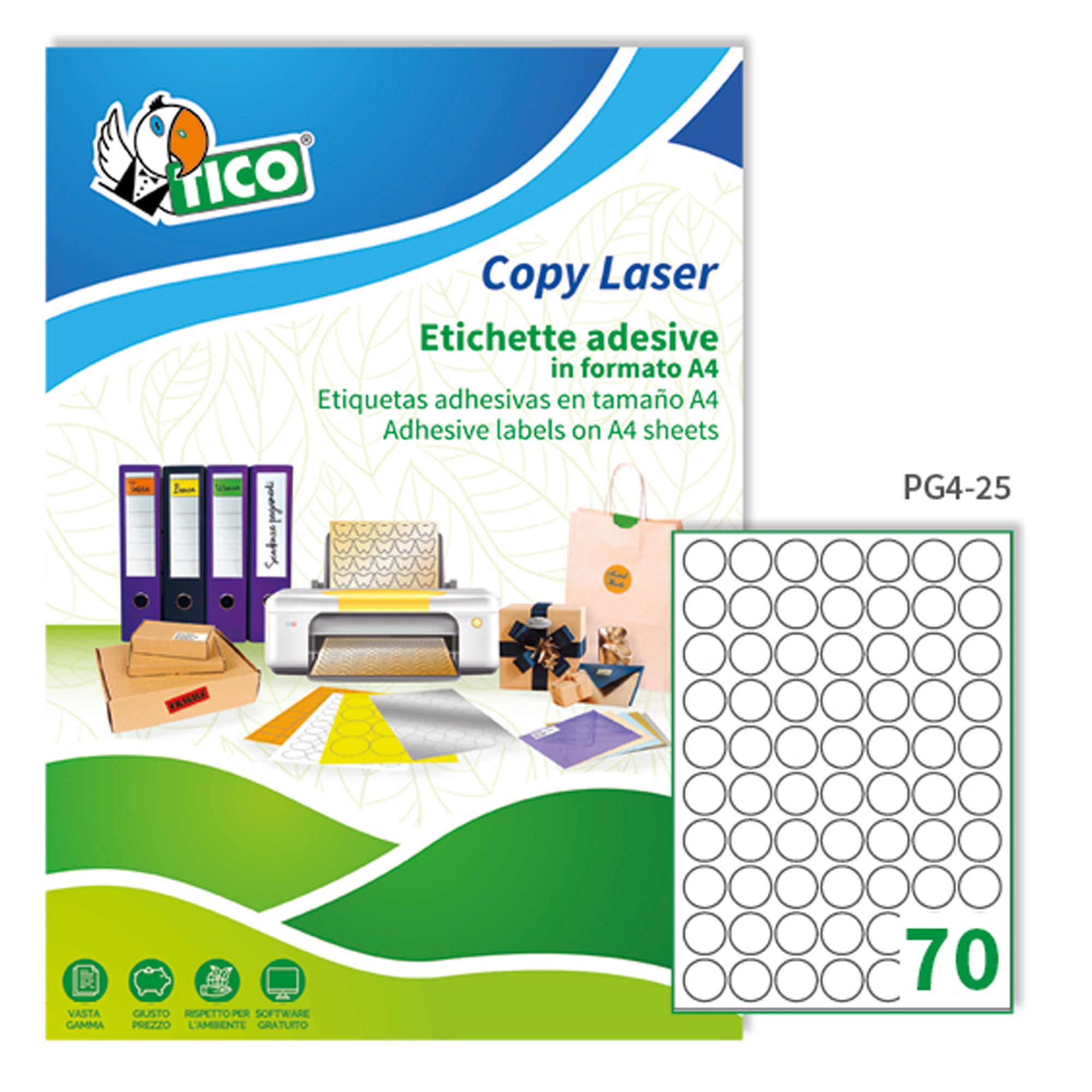 tico-etichetta-adesiva-pg4-bianca-lucida-100fg-a4-tonda-d25-70et-fg