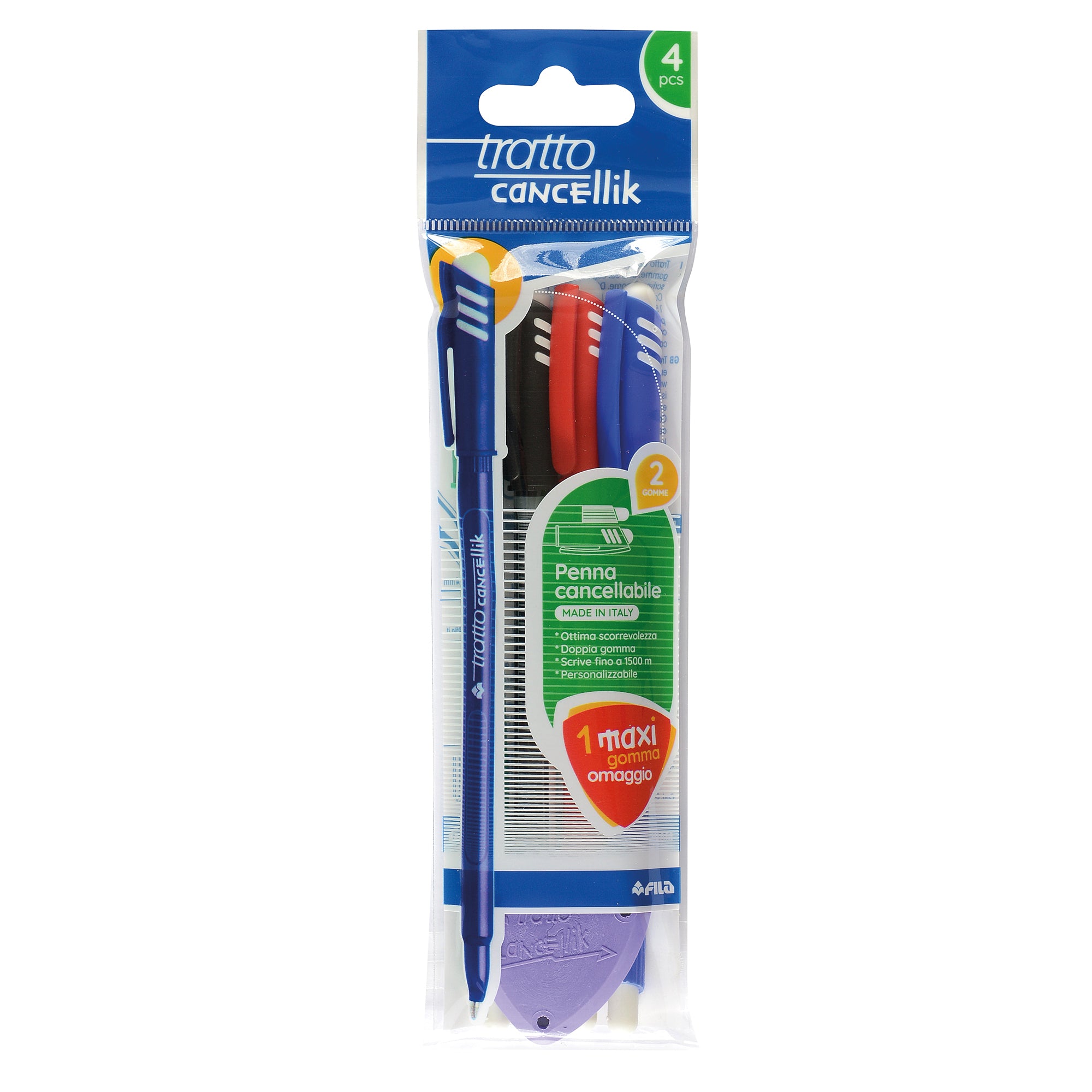 tratto-blister-4-penna-sfera-cancellabile-cancellik-1-0mm-col-assortiti