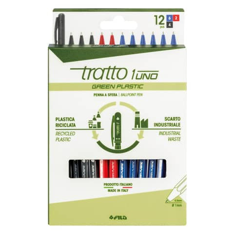 tratto-penna-sfera-1-green-plastic-conf-12-pezzi-3-colori-assortiti-f04020000