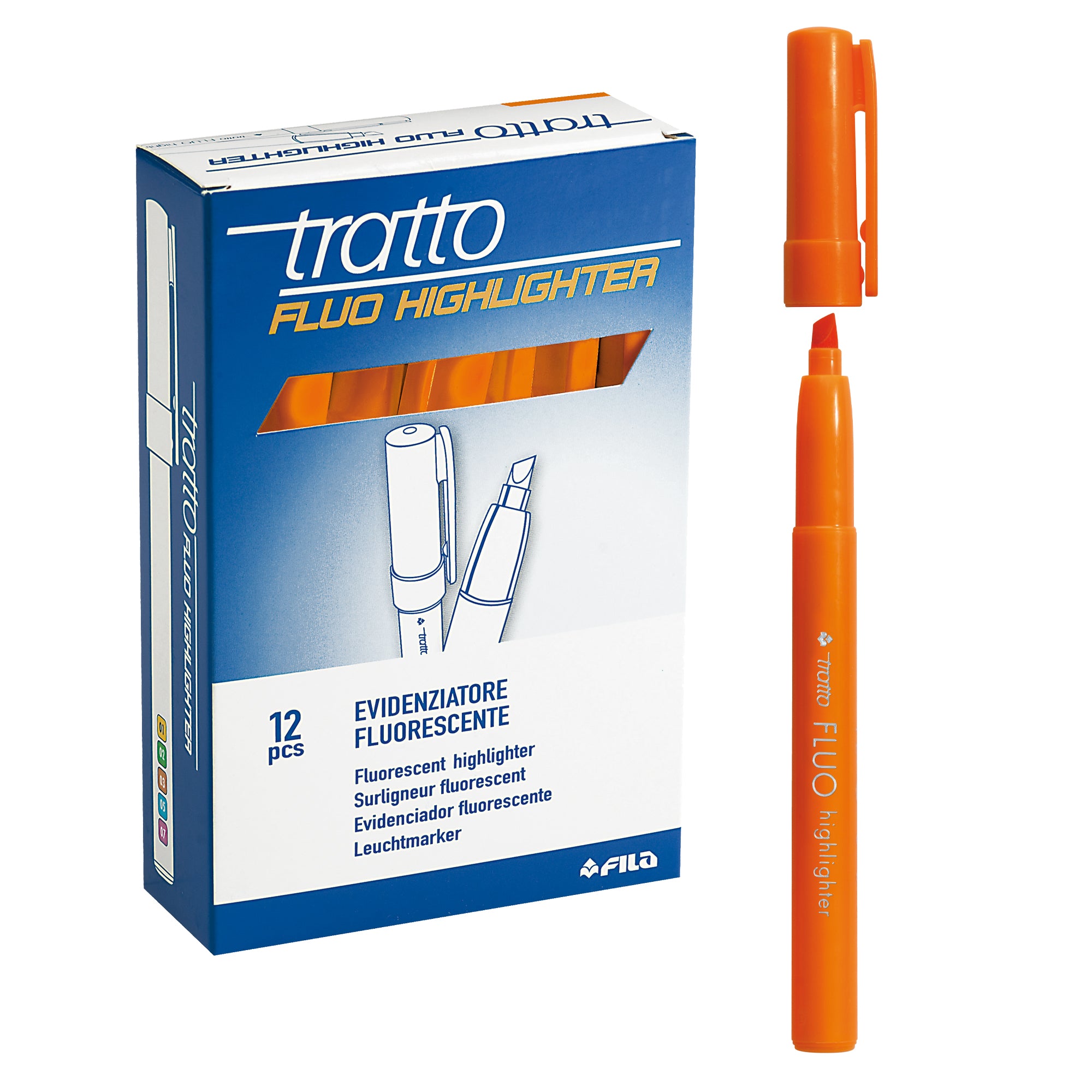 tratto-scatola-12-evidenziatori-highlighter-arancio-fluo
