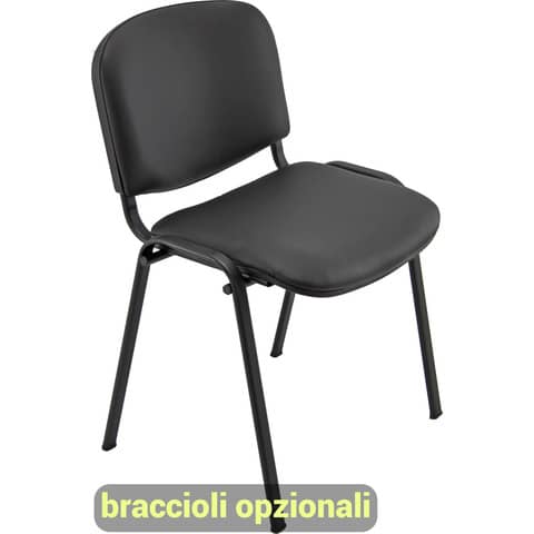 unisit-sedia-visitatore-4-gambe-dado-d5s-acciaio-nero-rivestimento-similpelle-nero-conf-2-pezzi-d5s-2-kn