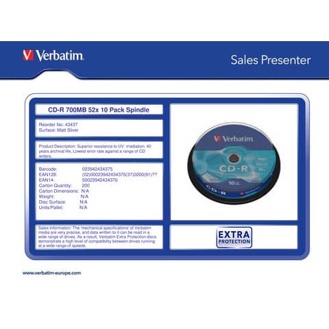 verbatim-cd-r-extra-protection-700-mb-52x-spindle-case-10-cd-r-43437