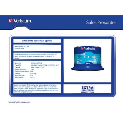 verbatim-cd-r-extra-protection-700-mb-52x-spindle-case-50-cd-r-43351