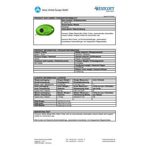 westcott-cutter-sicurezza-mini-lama-scatto-ceramica-lunghezza-31-mm-verde-e-16474-00