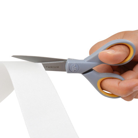 westcott-forbici-softgrip-titanium-super-simmetrica-giallo-grigio-lama-18-cm-e-30470-00