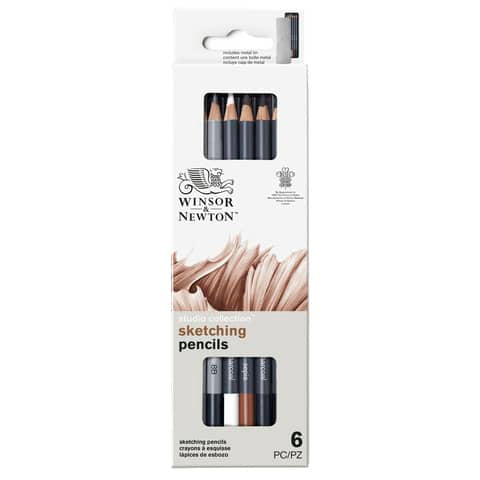 winsor-newton-scatola-metallo-6-matite-schizzo-assortite-winsornewton-nero-0490011