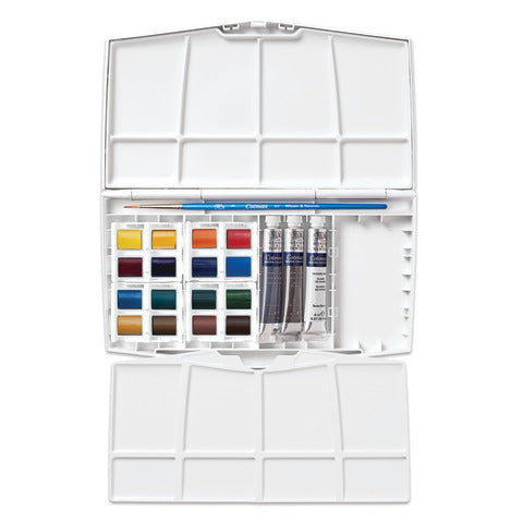winsor-newton-set-acquerelli-winsornewton-cotman-painting-plus-16-mezzi-godet-3-tubetti-tempere-8-ml-colori-assortiti-