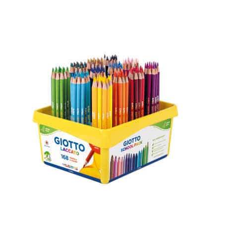 giotto-schoolpack-pastelli-tondi-mina-3-3-mm-laccati-24-colori-assortiti-green-pack-eco-friendly-168-pezzi-52640000