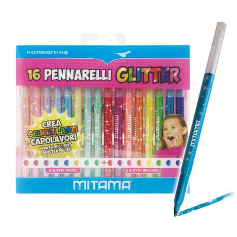 mitama-pennarelli-glitter-pastello-punta-media-3-mm-presa-triangolare-colori-assortiti-conf-16-pezzi-62845