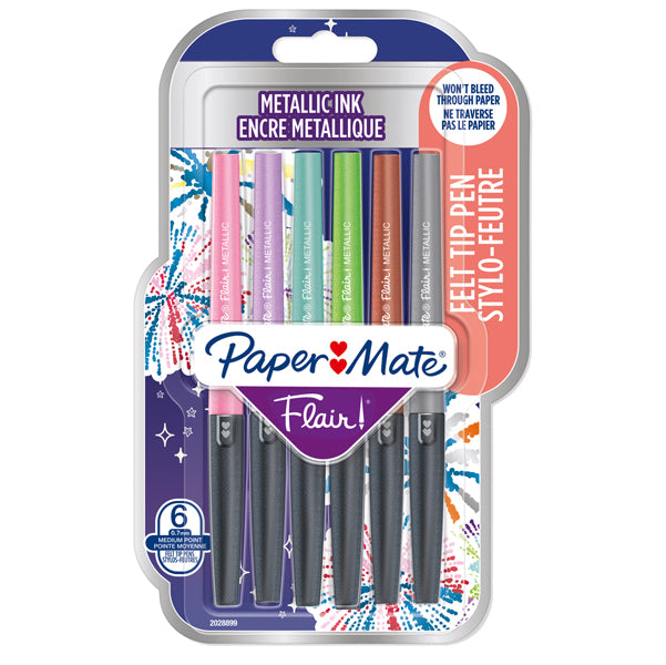 papermate-blister-6-pennarelli-flair-nylon-colori-assortiti-metallic