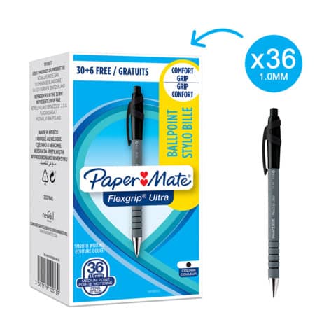papermate-penna-sfera-scatto-flexgrip-ultra-m-1-0-mm-nero-confezione-36-1910073