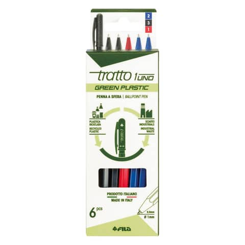 tratto-penna-sfera-1-green-plastic-conf-6-pezzi-3-colori-assortiti-f04010000